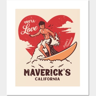 Vintage Surfing You'll Love Maverick's Beach, California // Retro Surfer's Paradise Posters and Art